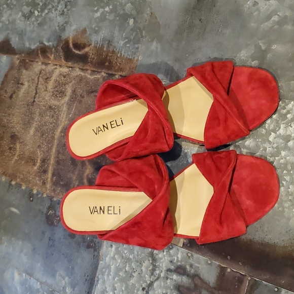 Vaneli | Red Suede Heeled Slide | Size 7.5 - Picture 14 of 14